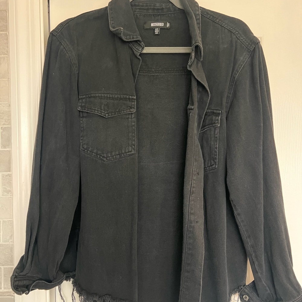 Missguided Charcoal Denim Shirt